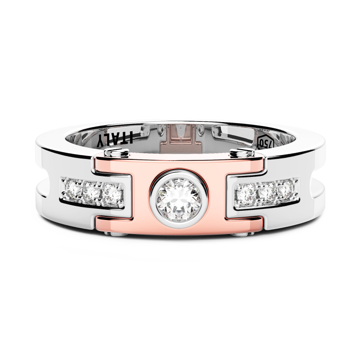 Anello Zancan in oro 18kt con diamante solitario.