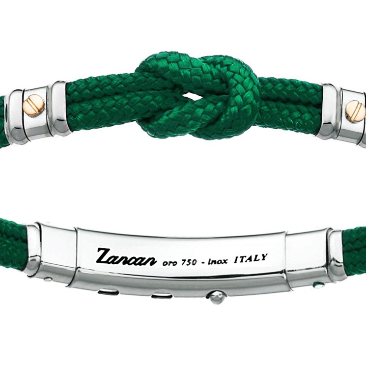 Zancan kevlar bracelet with nautical knot and rose gold screws.