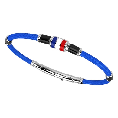 Zancan kevlar bracelet with lacquered silver nautical flag.