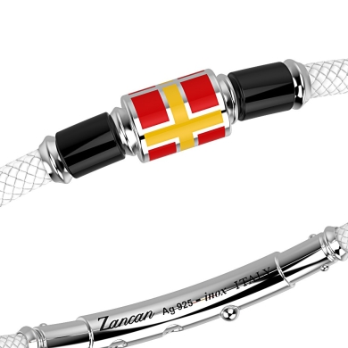 Pulsera Zancan de kevlar con bandera náutica de plata esmaltada.