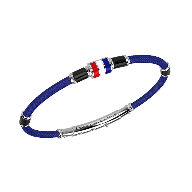 Zancan kevlar bracelet with lacquered silver nautical flag.