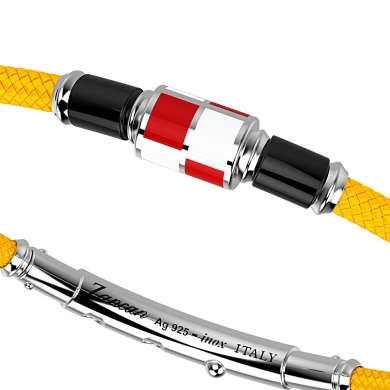 Zancan kevlar bracelet with lacquered silver nautical flag.