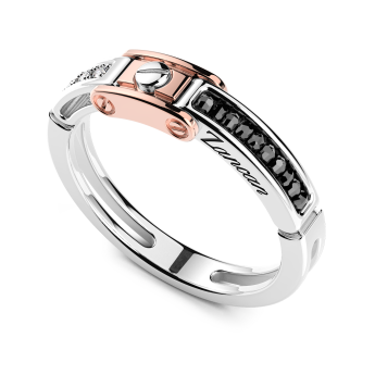 Zancan white and rose gold ring with diamonds. 2