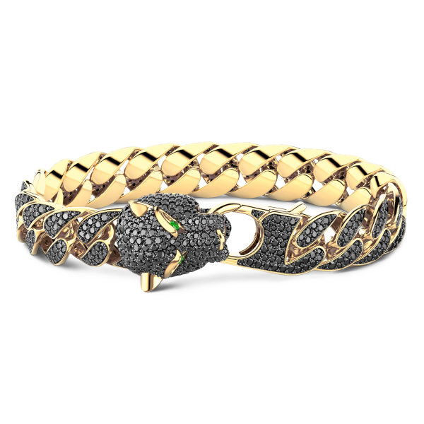 Bracciale pantera Zancan in oro 18kt e diamanti neri.