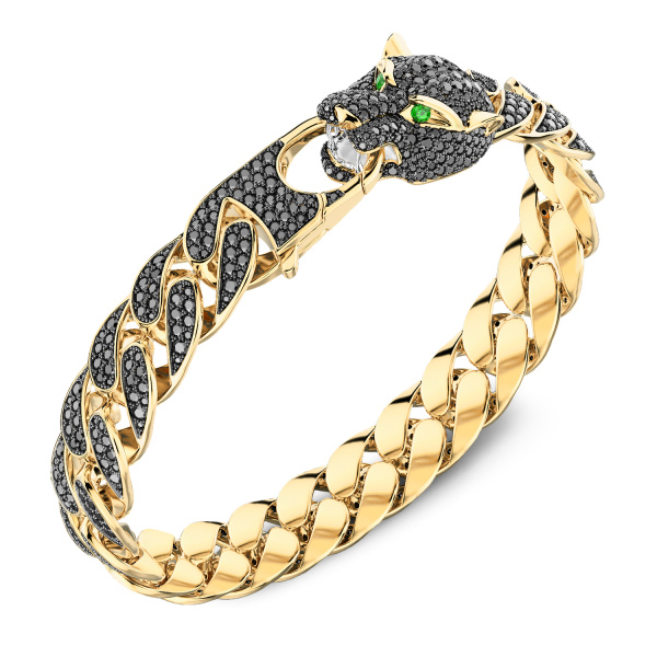 Bracciale pantera Zancan in oro 18kt e diamanti neri.