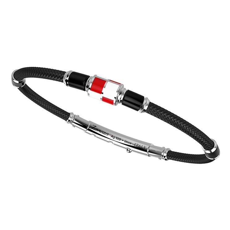 Zancan kevlar bracelet with lacquered silver nautical flag.