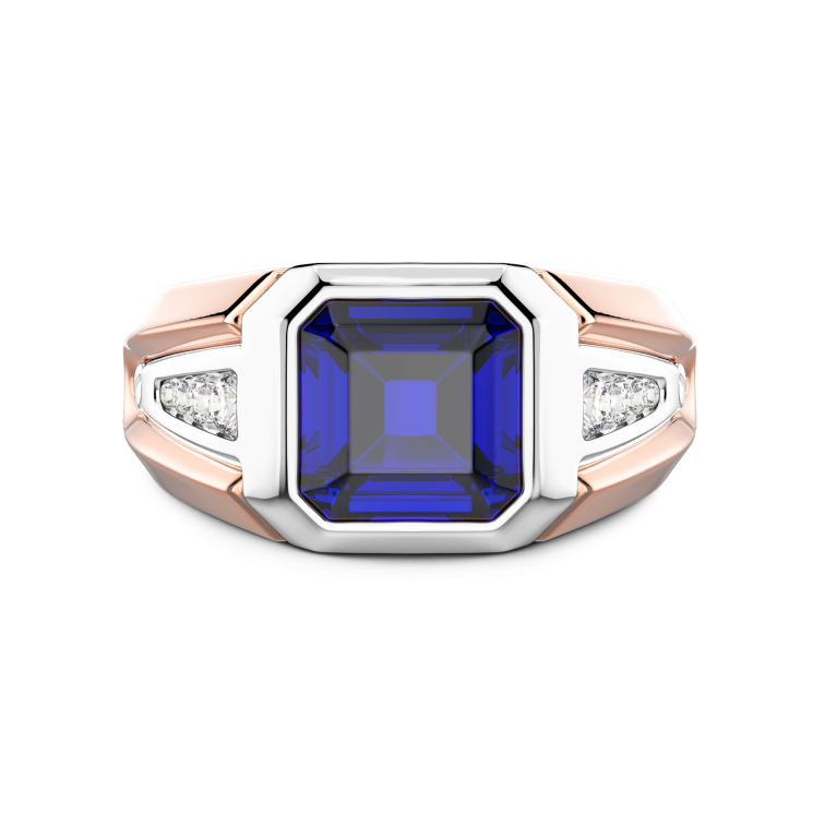 Zancan chevalier ring in 18kt gold and blue sapphire.