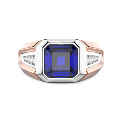 Zancan chevalier ring in 18kt gold and blue sapphire.