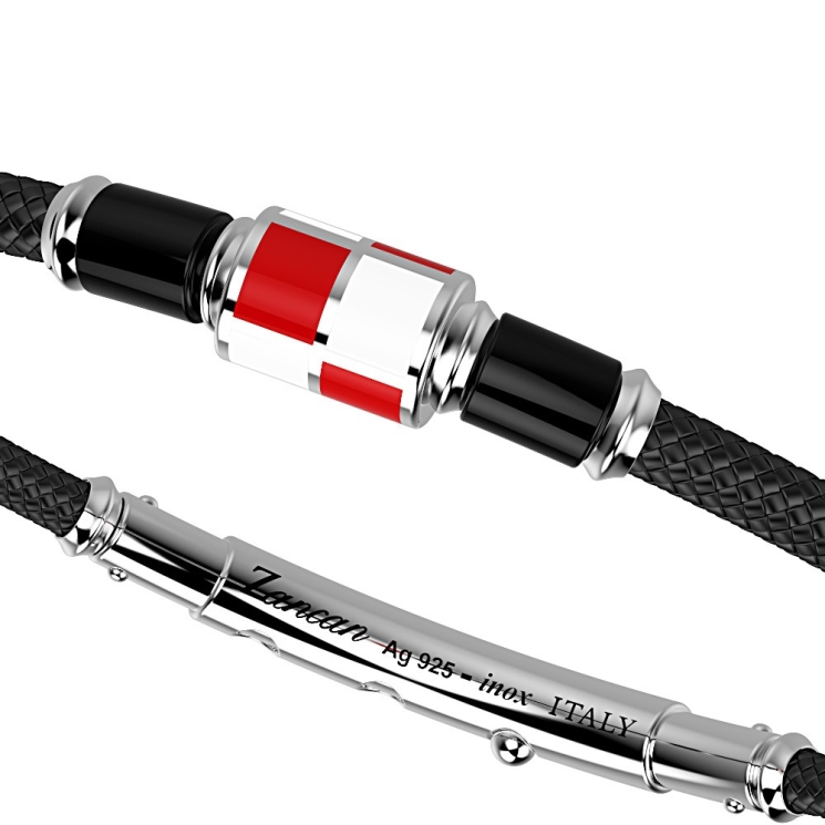 Zancan kevlar bracelet with lacquered silver nautical flag.
