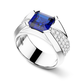 Anello Zancan in oro 18kt con zaffiro blu. 2
