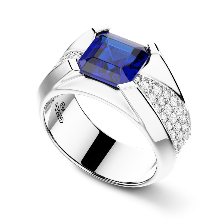 Anello Zancan in oro 18kt con zaffiro blu.