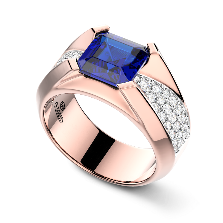 Anello Zancan in oro 18kt con zaffiro blu.