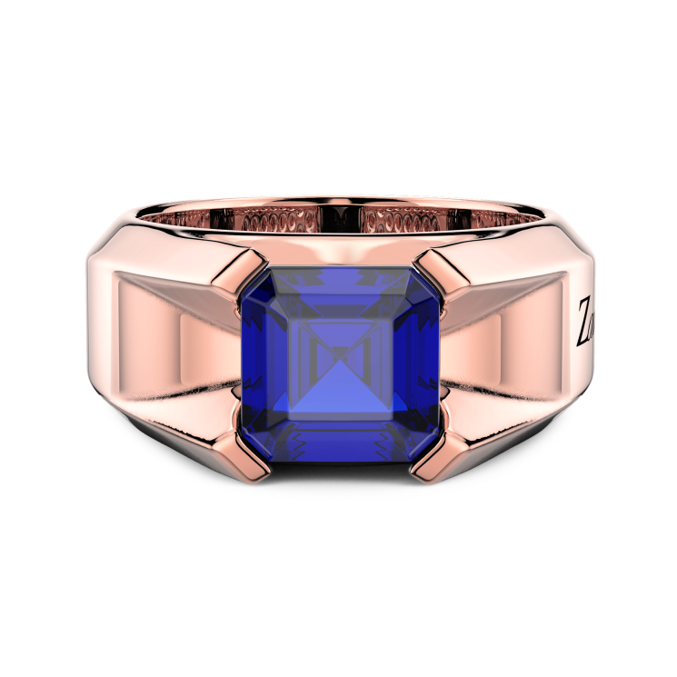 Zancan chevalier ring in 18kt gold and blue sapphire.