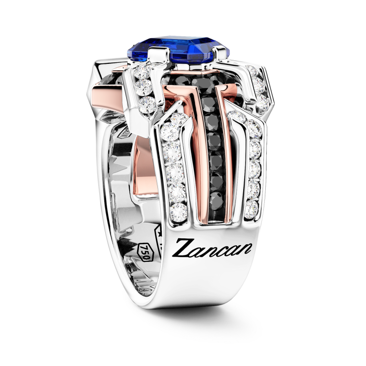 Anello Zancan in oro 18kt con zaffiro blu.