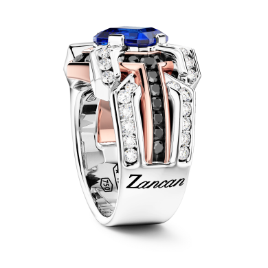 Anello Zancan in oro 18kt con zaffiro blu.