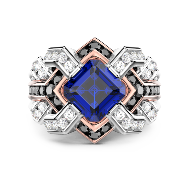 Anello Zancan in oro 18kt con zaffiro blu.