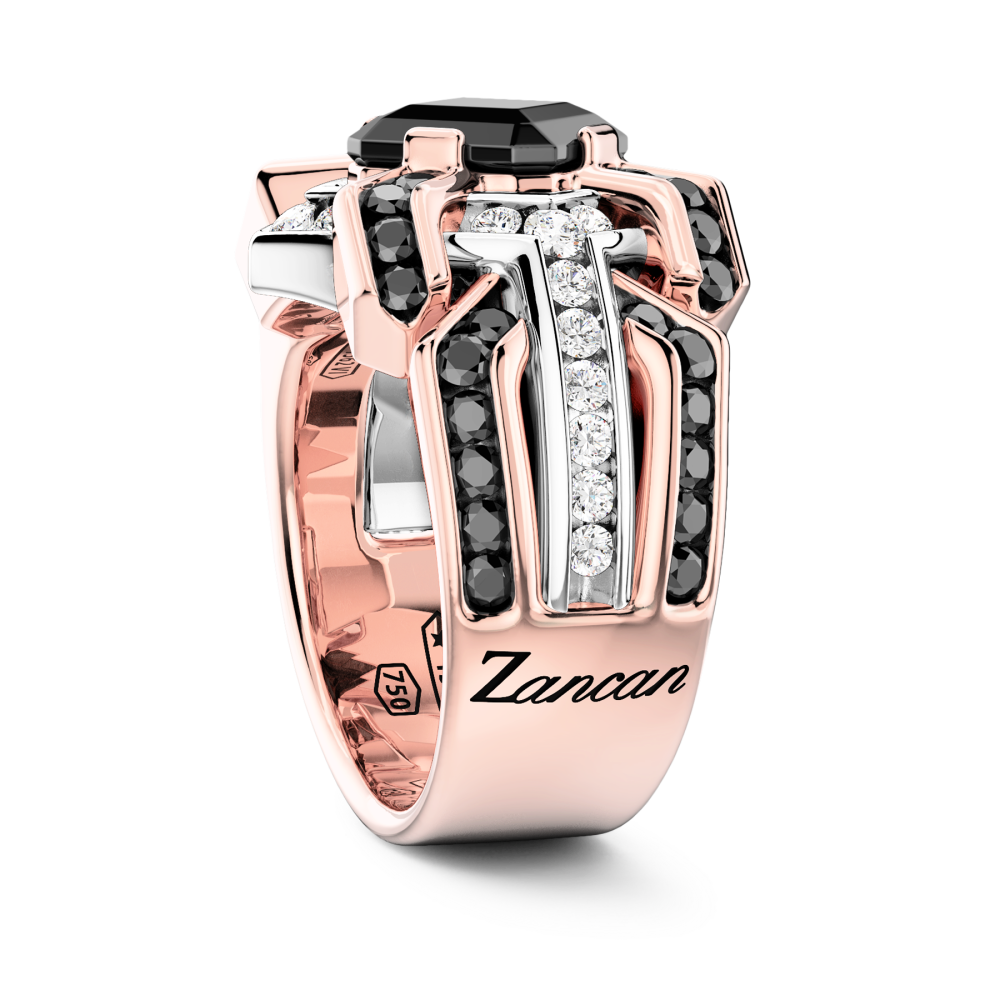 Anello Zancan in oro 18kt con diamante nero.