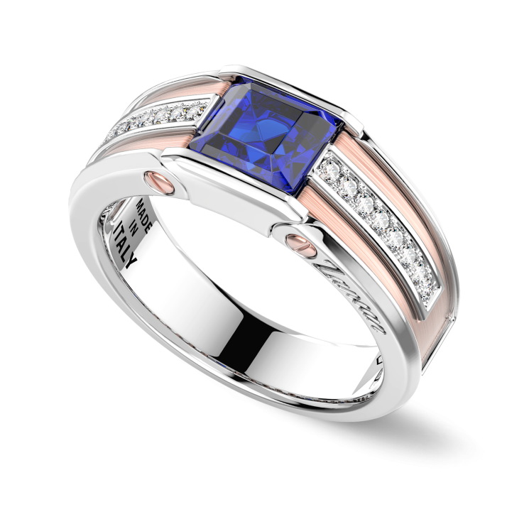 Anello Zancan in oro 18kt con zaffiro blu.