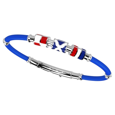 Zancan kevlar bracelet with lacquered silver nautical flags.