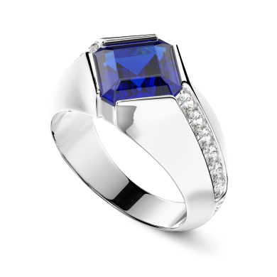 Anello Zancan in oro 18kt con zaffiro blu.