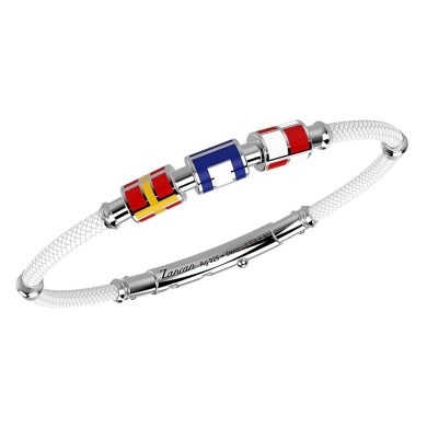 Zancan kevlar bracelet with lacquered silver nautical flags.