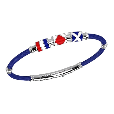 Bracciale Zancan in kevlar con bandiere nautiche in argento smaltata.
