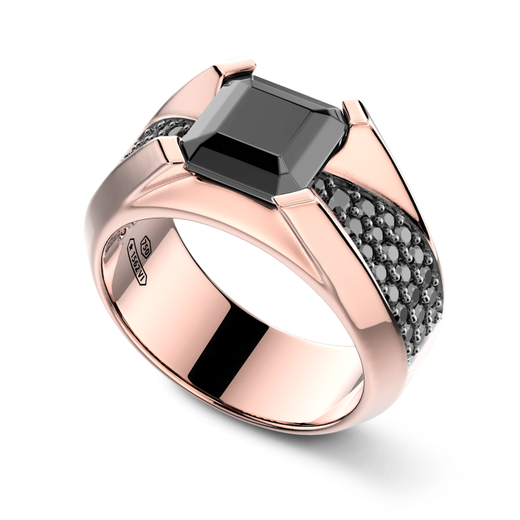Anello Zancan in oro 18kt con diamante nero.