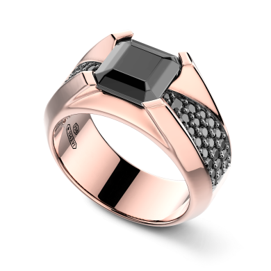 Anello Zancan in oro 18kt con diamante nero.