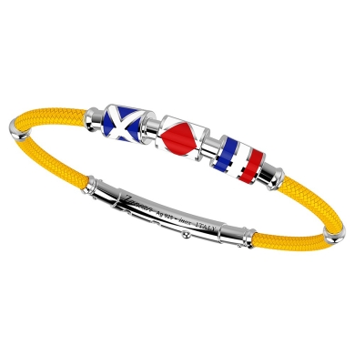 Zancan-Armband aus Kevlar mit nautischen Flaggen aus emailliertem Silber.