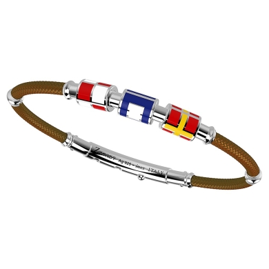 Zancan-Armband aus Kevlar mit nautischen Flaggen aus emailliertem Silber.
