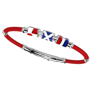 Bracciale Zancan in kevlar con bandiere nautiche in argento smaltata.