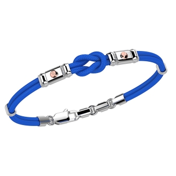 Zancan kevlar bracelet with nautical knot and rose gold screws.