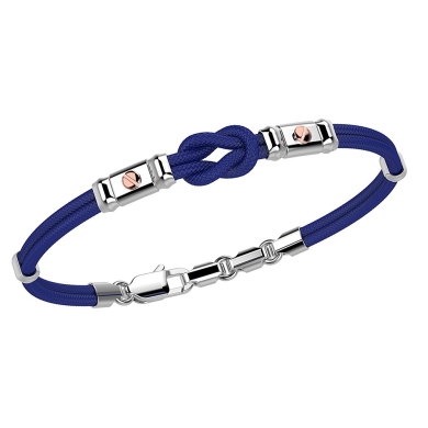 Zancan kevlar bracelet with nautical knot and rose gold screws.
