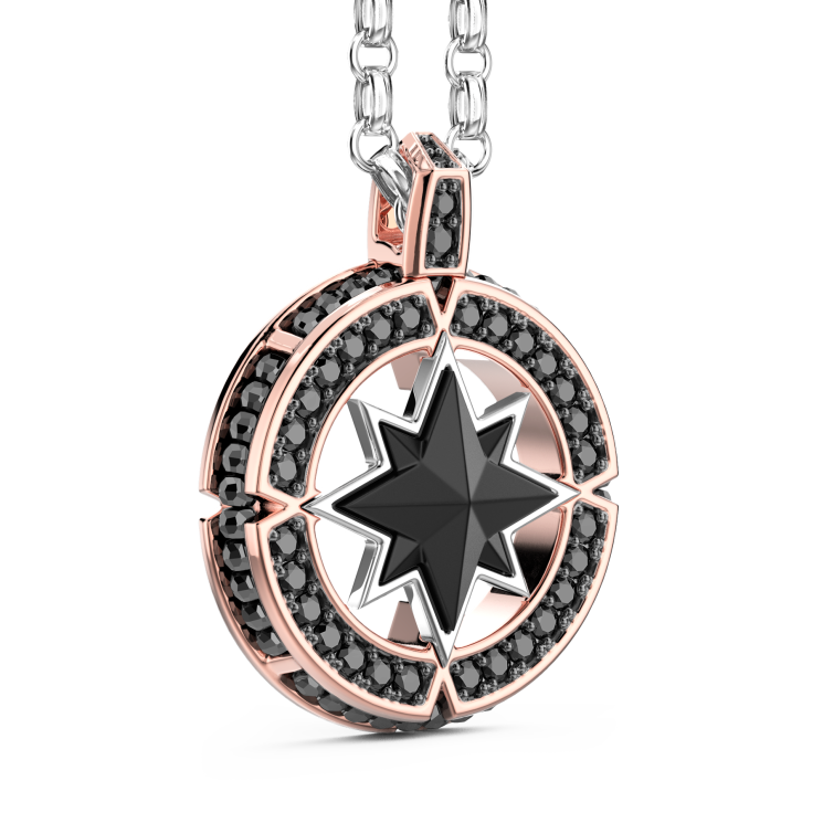Collana a rosa dei venti Zancan in oro e diamanti.