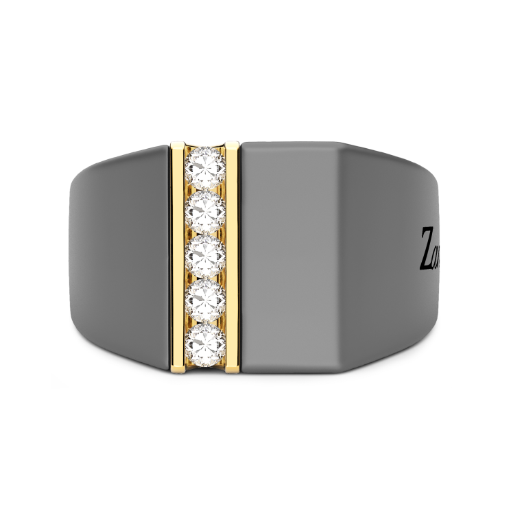 Anello Zancan in titanio, oro 18kt e diamanti.