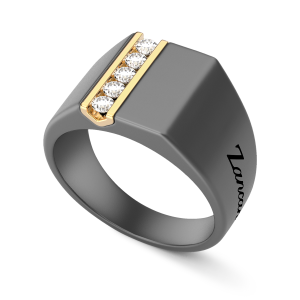 Anello Zancan in titanio, oro 18kt e diamanti. 2