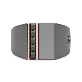 Zancan-Ring aus Titan, 18 kt Gold und natürlichen Diamanten.