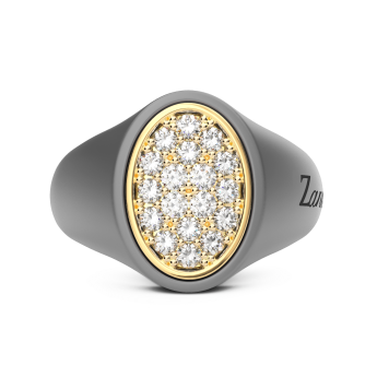 Zancan-Ring aus Titan, 18 kt Gold und natürlichen Diamanten.