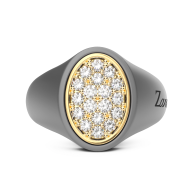 Anello Zancan in titanio, oro 18kt e diamanti.