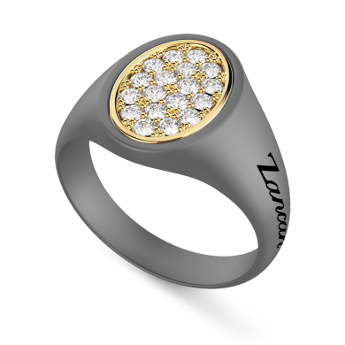Anello Zancan in titanio, oro 18kt e diamanti. 2
