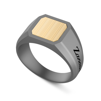 Bague chevalière pour homme Zancan en titane et or 18k