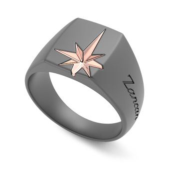 Anillo Chevalier para Hombre Zancan en Titanio y Oro de 18k 2