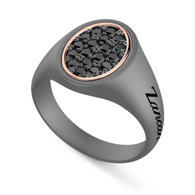Zancan-Ring aus Titan, 18 kt Gold und natürlichen Diamanten.