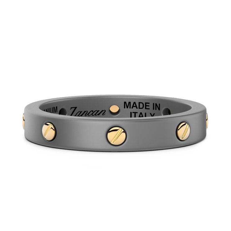 Bague Zancan en Titane avec Vis en Or 18kt - Élégance Moderne
