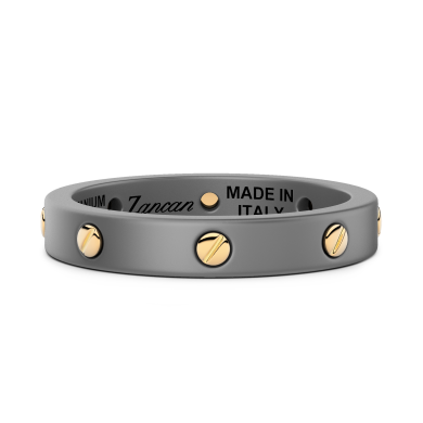 Bague Zancan en Titane avec Vis en Or 18kt - Élégance Moderne