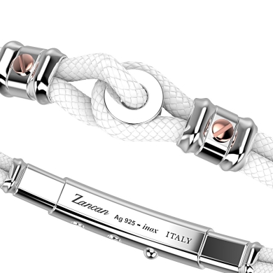 Zancan kevlar bracelet with nautical knot and rose gold screws.