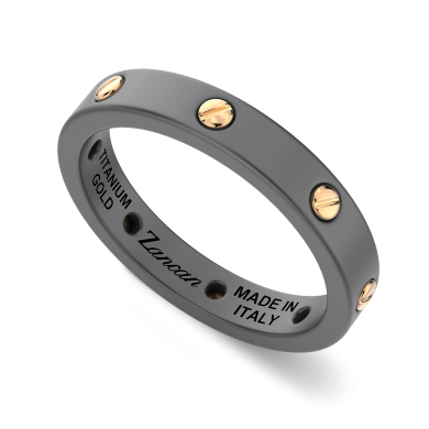 Zancan Ehering aus Titan mit 18kt Goldschrauben - Moderne Eleganz