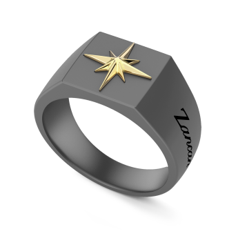 Anello Chevalier Uomo Zancan in Titanio e Oro 18kt con Rosa dei Venti 2