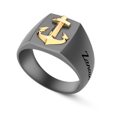Anello Chevalier Uomo Zancan in Titanio e Oro 18kt con Ancora