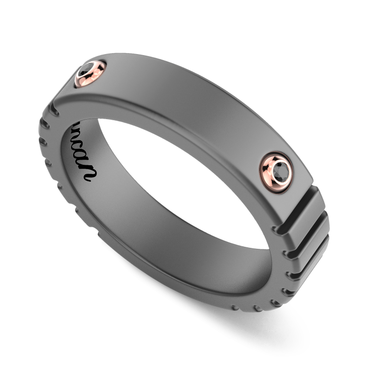 Anello Zancan in titanio, oro 18kt e diamanti neri – Design moderno ed esclusivo